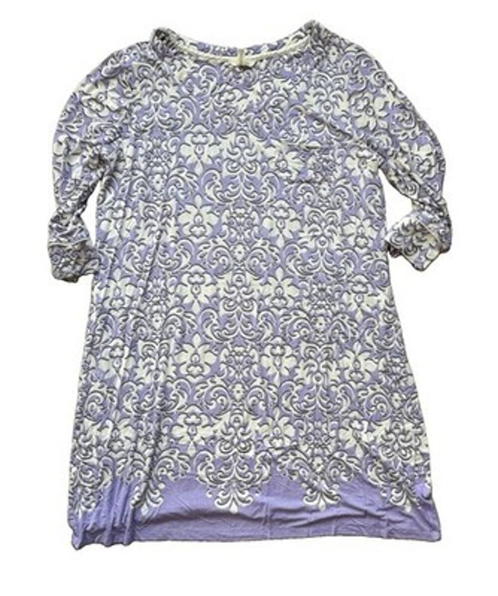 Soma Lavender Floral Lace-Print Shift Lounge Dress Nightgown Women’s XL